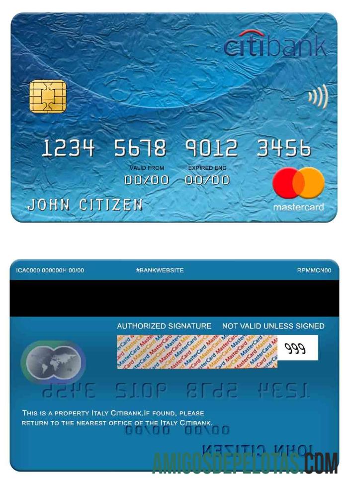 Itália Citibank Mastercard exemplo